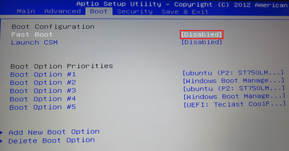 关闭BIOS快速启动